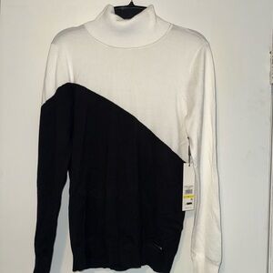 Black and White Turtleneck Sweater